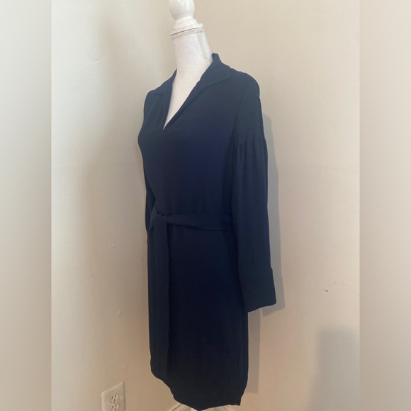 Massimo Dutti Tie Detail Navy Blue Dress Size 6 NWT - Picture 2 of 8